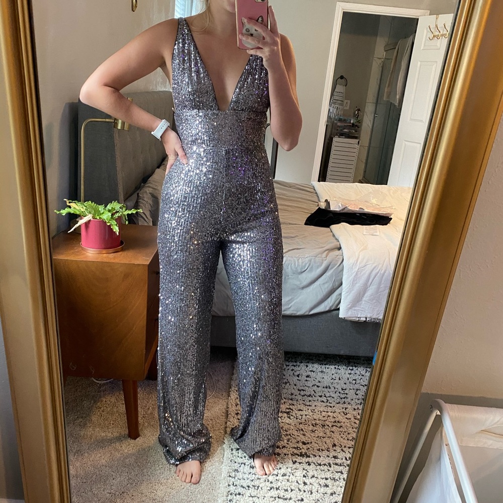 Silver Sequin Jumpsuit